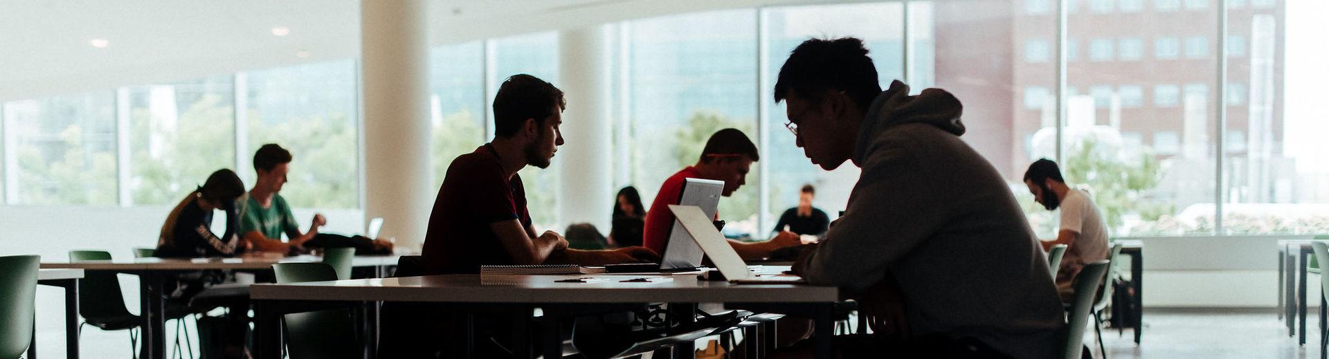 Students study in Charles Library.