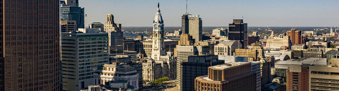 A view of Philadelphia's city hall from the parkway.